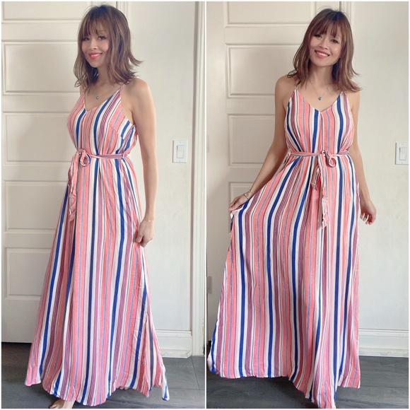 Boho Stripes Belted Maxi Dress - Picture 2 of 4